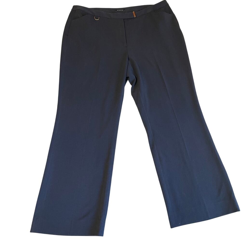 Jones New York Signature Woman Stretch Navy Blue Straight Leg Trousers 18W